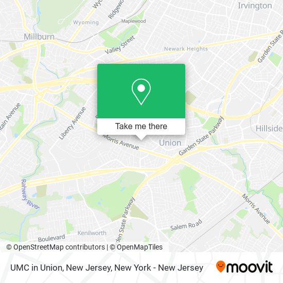 UMC in Union, New Jersey map