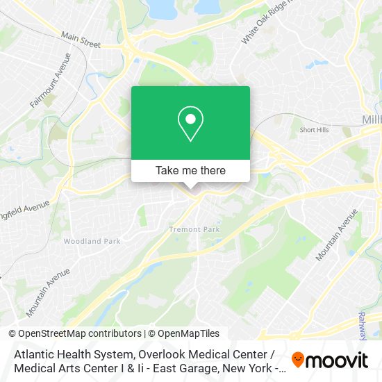 Atlantic Health System, Overlook Medical Center / Medical Arts Center I & Ii - East Garage map