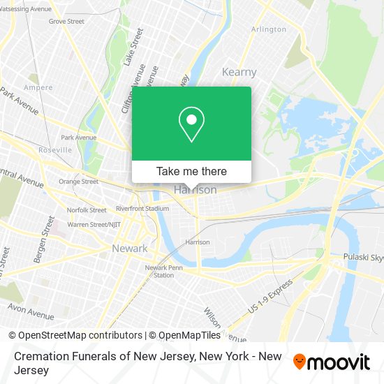 Cremation Funerals of New Jersey map