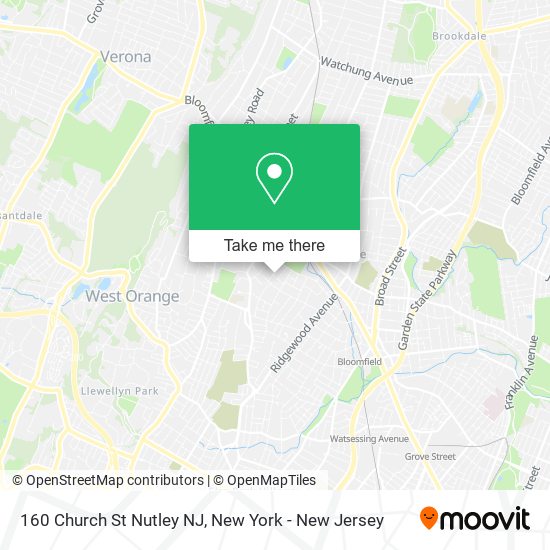 Mapa de 160 Church St Nutley NJ