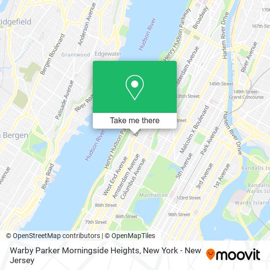 Mapa de Warby Parker Morningside Heights