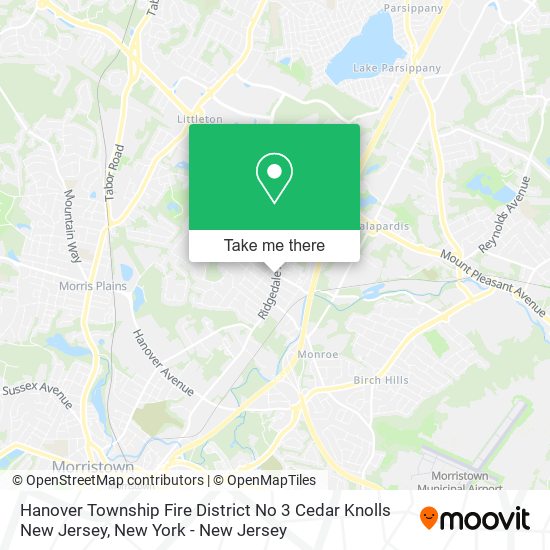 Mapa de Hanover Township Fire District No 3 Cedar Knolls New Jersey