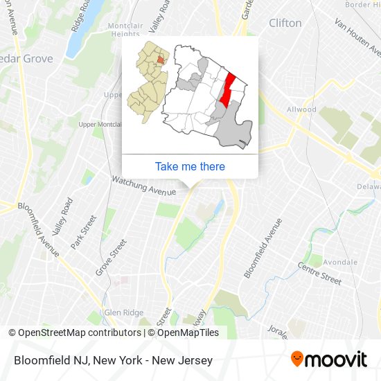 Bloomfield NJ map