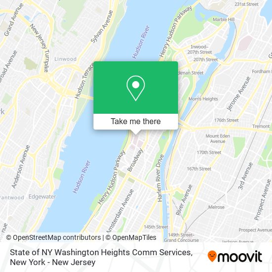 State of NY Washington Heights Comm Services map