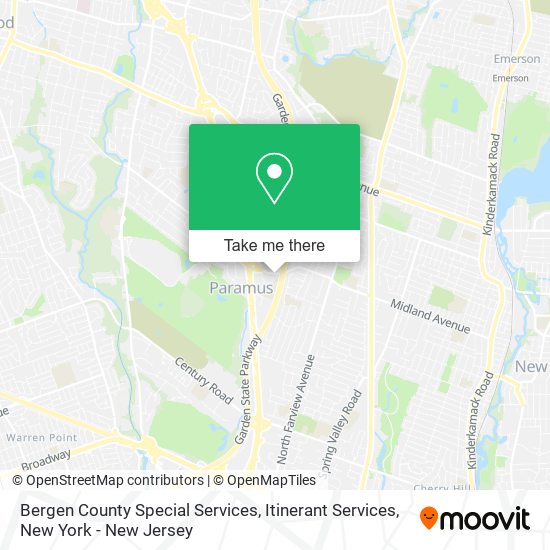 Bergen County Special Services, Itinerant Services map