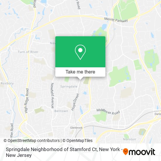 Mapa de Springdale Neighborhood of Stamford Ct