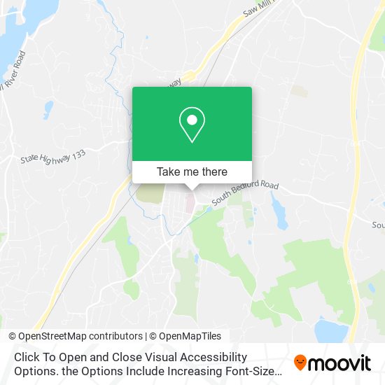 Mapa de Click To Open and Close Visual Accessibility Options. the Options Include Increasing Font-Size and