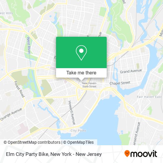 Mapa de Elm City Party Bike