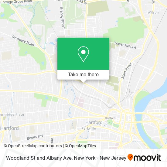 Woodland St and Albany Ave map