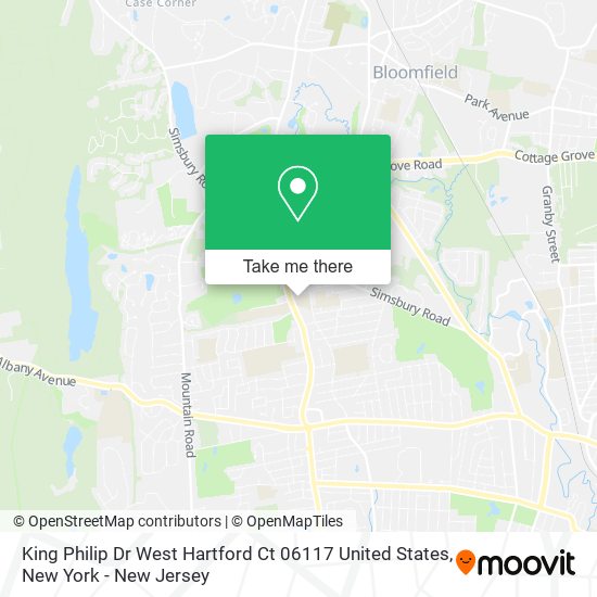 King Philip Dr West Hartford Ct 06117 United States map