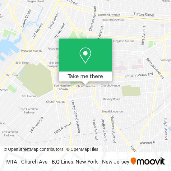 MTA - Church Ave - B,Q Lines map