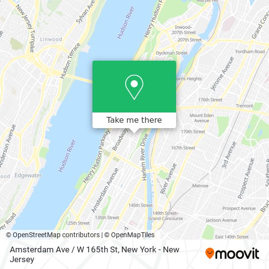 Amsterdam Ave / W 165th St map