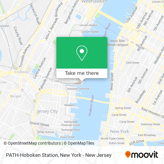 PATH-Hoboken Station map