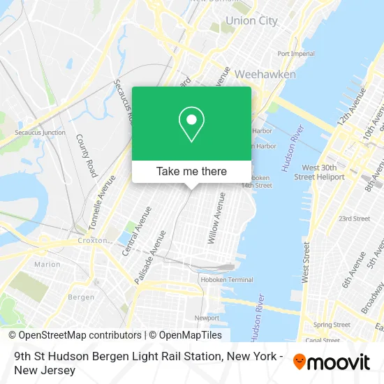 9th St Hudson Bergen Light Rail Station map
