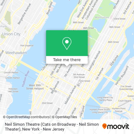 Neil Simon Theatre (Cats on Broadway - Neil Simon Theater) map