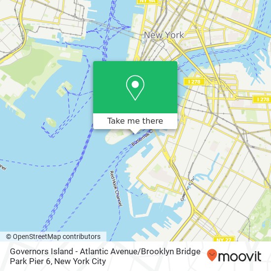 Mapa de Governors Island - Atlantic Avenue / Brooklyn Bridge Park Pier 6