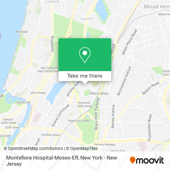 Montefiore Hospital-Moses-ER map