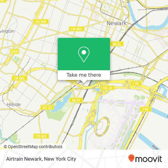 Mapa de Airtrain Newark