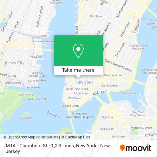 Mapa de MTA - Chambers St - 1,2,3 Lines