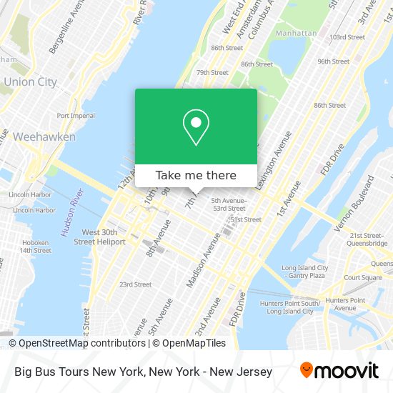 Mapa de Big Bus Tours New York
