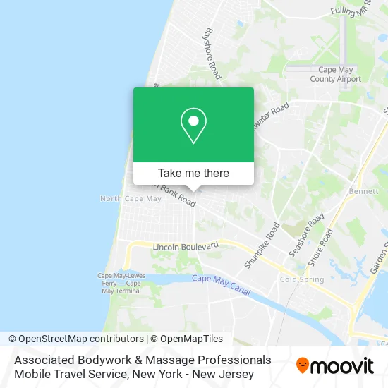 Associated Bodywork & Massage Professionals Mobile Travel Service map