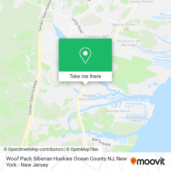 Mapa de Woof Pack Siberian Huskies Ocean County NJ