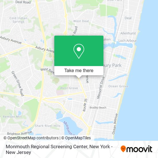 Mapa de Monmouth Regional Screening Center