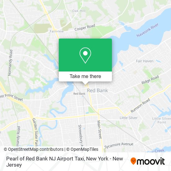 Pearl of Red Bank NJ Airport Taxi map