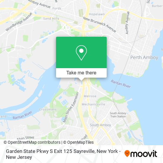 Garden State Pkwy S Exit 125 Sayreville map
