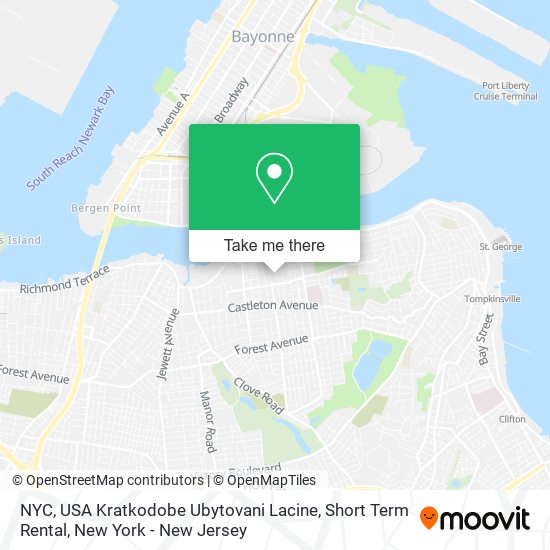 Mapa de NYC, USA Kratkodobe Ubytovani Lacine, Short Term Rental