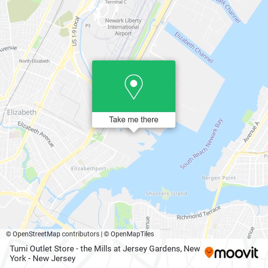 Tumi Outlet Store - the Mills at Jersey Gardens map