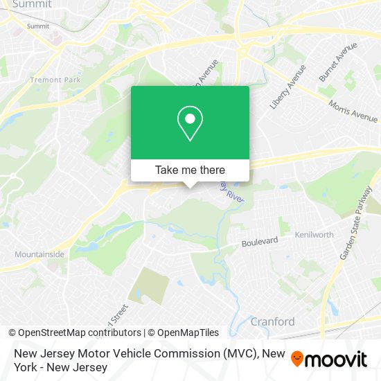 Mapa de New Jersey Motor Vehicle Commission (MVC)