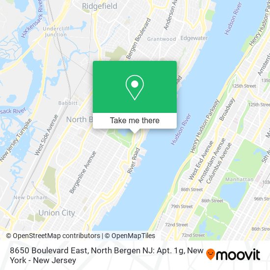 Mapa de 8650 Boulevard East, North Bergen NJ: Apt. 1g