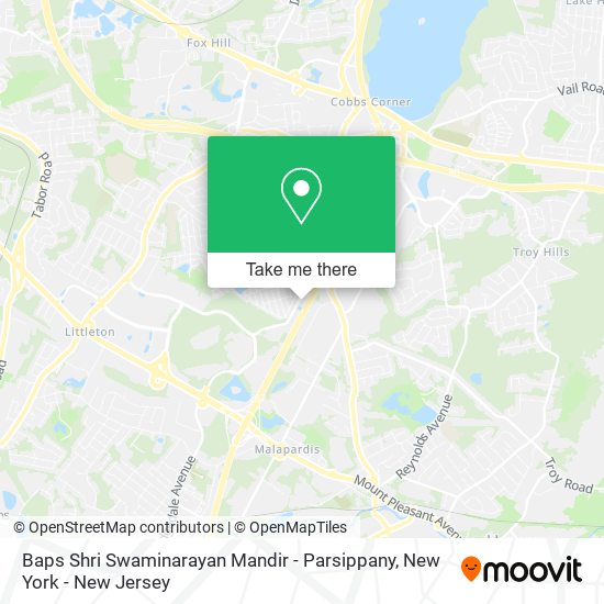 Mapa de Baps Shri Swaminarayan Mandir - Parsippany