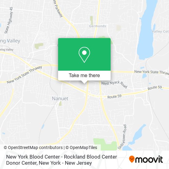 Mapa de New York Blood Center - Rockland Blood Center Donor Center