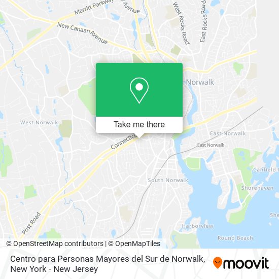 Mapa de Centro para Personas Mayores del Sur de Norwalk