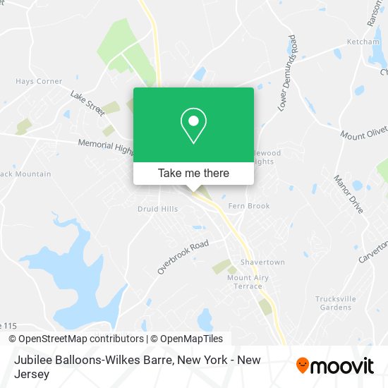 Jubilee Balloons-Wilkes Barre map
