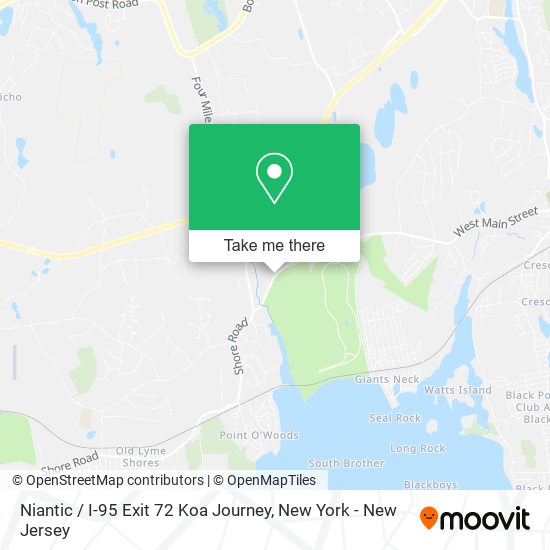 Mapa de Niantic / I-95 Exit 72 Koa Journey