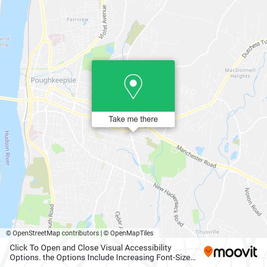 Mapa de Click To Open and Close Visual Accessibility Options. the Options Include Increasing Font-Size and