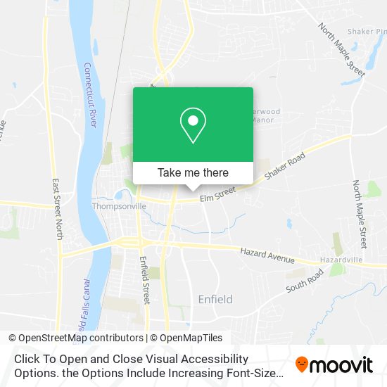 Click To Open and Close Visual Accessibility Options. the Options Include Increasing Font-Size and map