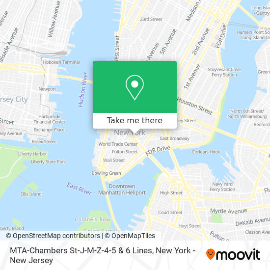 Mapa de MTA-Chambers St-J-M-Z-4-5 & 6 Lines