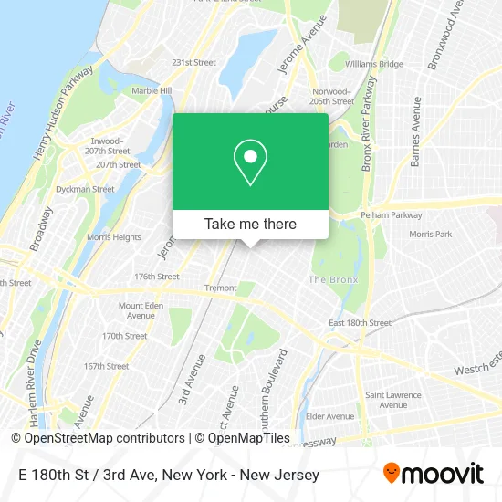 E 180th St / 3rd Ave map