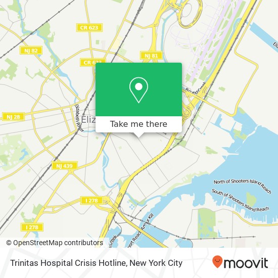 Trinitas Hospital Crisis Hotline map