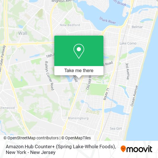 Mapa de Amazon Hub Counter+ (Spring Lake-Whole Foods)