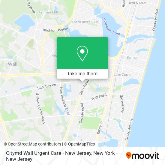 Mapa de Citymd Wall Urgent Care - New Jersey