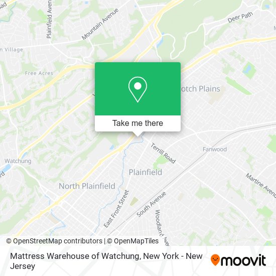 Mattress Warehouse of Watchung map