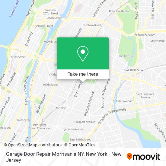 Garage Door Repair Morrisania NY map