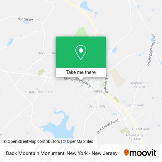 Mapa de Back Mountain Monument