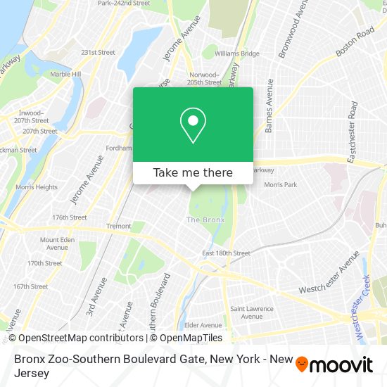 Mapa de Bronx Zoo-Southern Boulevard Gate