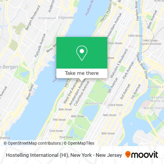 Hostelling International (HI) map